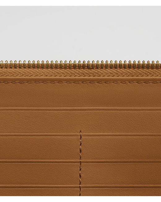 Bottega Veneta Brown Intrecciato Zip Around Wallet