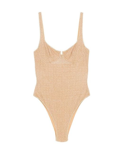 Oseree Natural Cut-Out-Detail Swimsuit