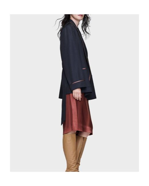 Maison Margiela Blue Belted Piped Trim Blazer