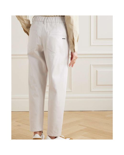 Brunello Cucinelli White Elasticated Waistband Cropped Pants