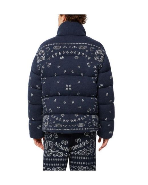 Alanui Blue Bandana Jacquard Puffer Jacket for men