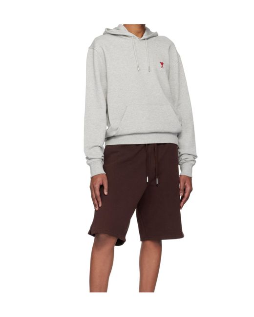 AMI Gray Ami De Coeur Drawstring Hoodie