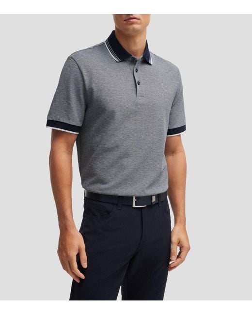 Boss Gray Boss Logo Embroidered Short-Sleeved Polo Shirt for men