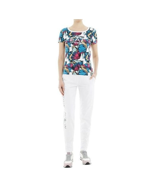 EA7 Blue Item O-Neck Short-Sleeved T-Shirt