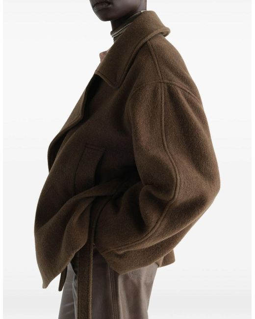 Lemaire Brown Short Double-Breasted Belted Coat