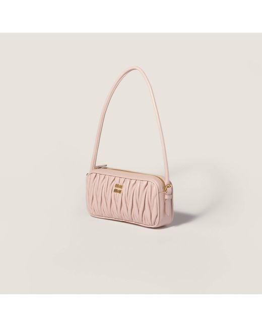 Miu Miu Pink Matelassé Nappa Leather Pouch