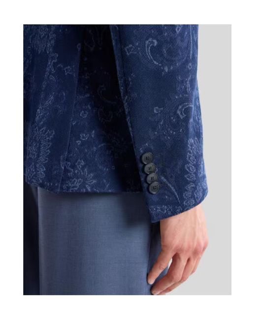 Etro Blue Single-Breasted Tailored Blazer for men