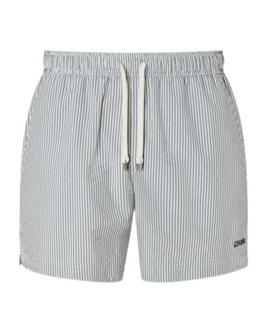 Zegna Gray Striped Swim Shorts for men