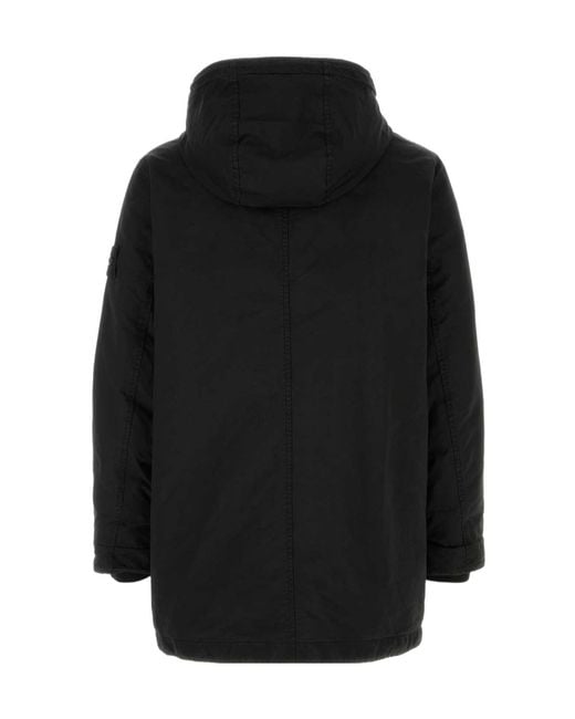 Stone Island Black Hooded Down Jacket for men