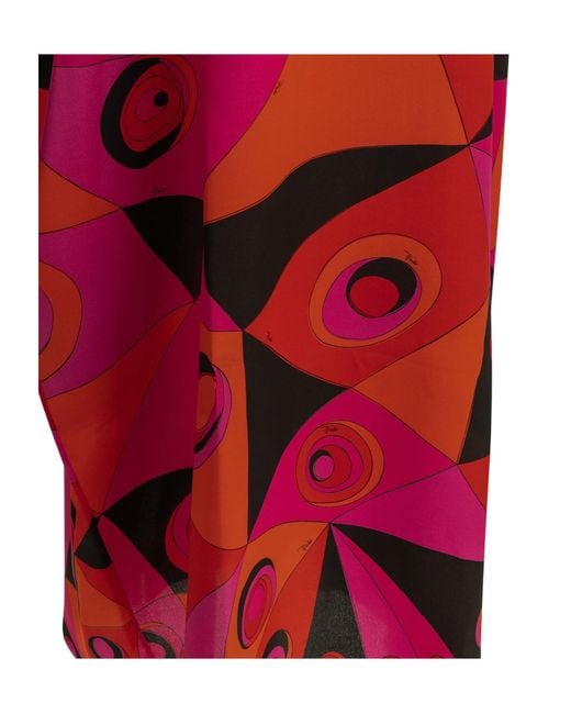 Emilio Pucci Red Pucci Geometric Printed Kaftan