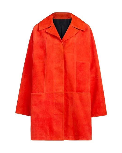 Alaïa Red A-Line Suede Goatskin Coat