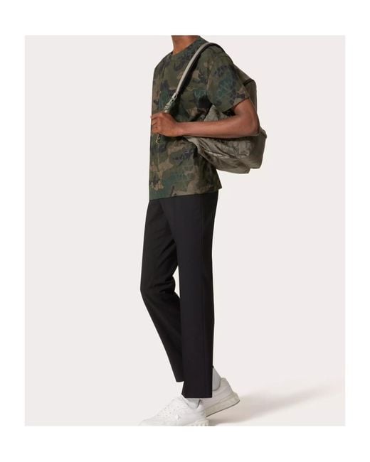 Valentino Green All-Over Logo Patterned Crewneck T-Shirt for men
