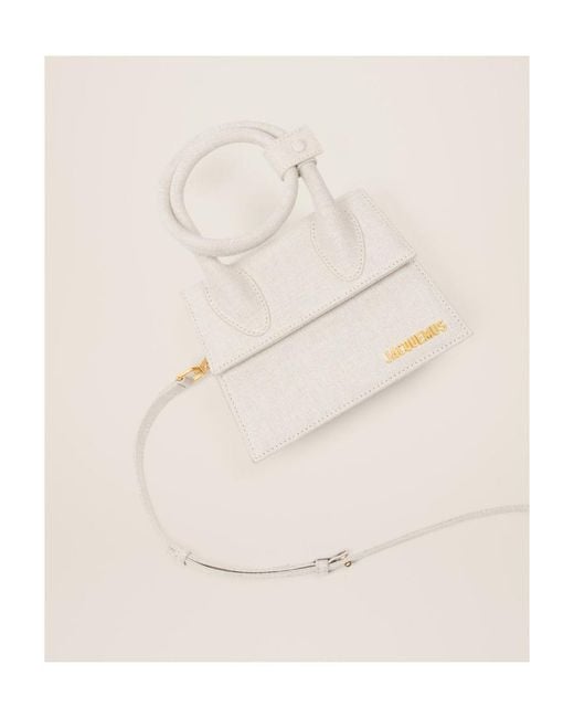 Jacquemus White Le Chiquito Noeud Logo Plaque Tote Bag