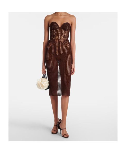 Magda Butrym Purple Crochet Cotton Bustier Dress