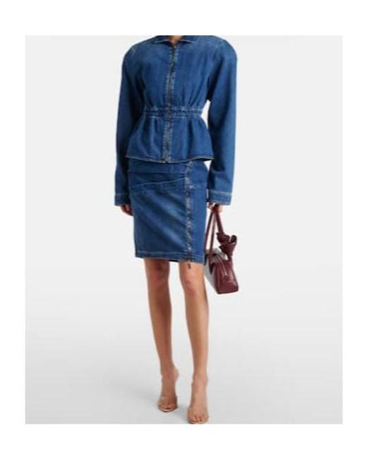 Nensi Dojaka Blue Gathered Denim Jacket