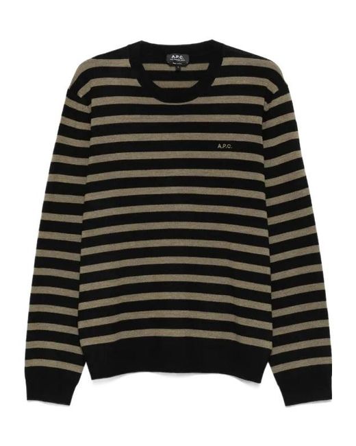 A.P.C. Black Striped Jumper for men
