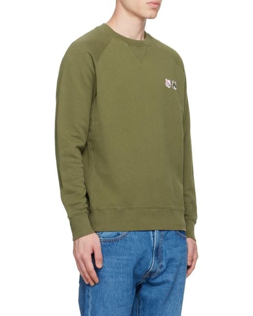 Maison Kitsuné Green Logo-Patch Sweatshirt for men