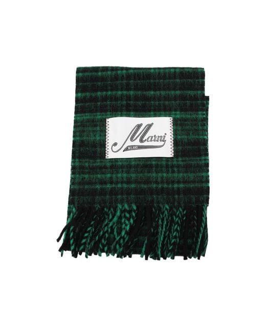 Marni Green Logo Patch Fringed Scarf for men