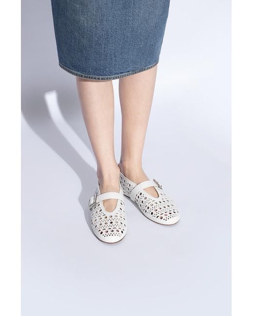 Alaïa White Alaïa Cut-Out Buckle Detailed Ballet Flats