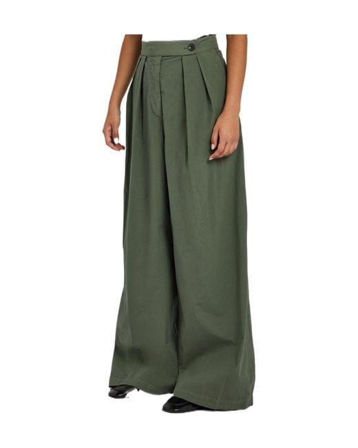 Dries Van Noten Green Pamplona Wide-Leg Stretch-Cotton Poplin Trousers