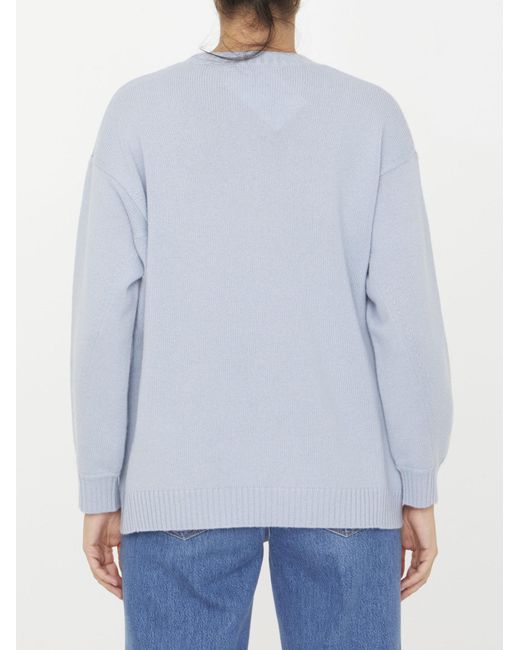 Max Mara Blue Crewneck Long-Sleeved Jumper