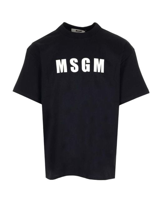 MSGM Black Logo Longline T-Shirt for men
