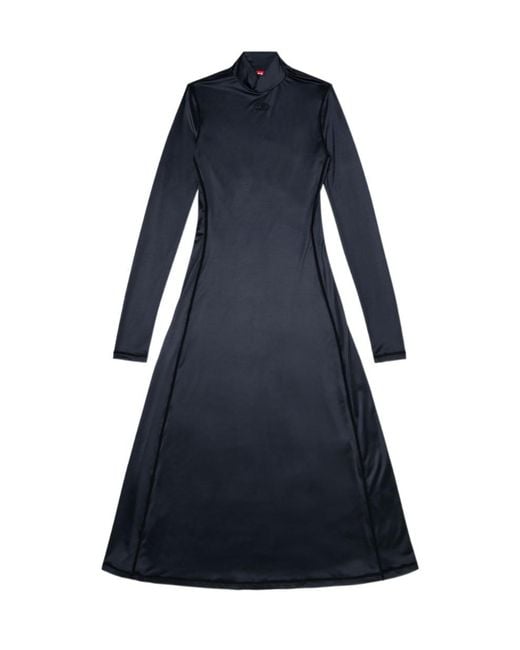 DIESEL Blue Turtleneck Fluid Midi Dress