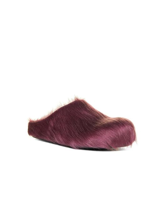 Marni Red Fluffy Slip-On Flat Mules