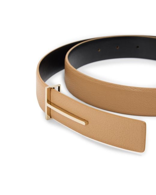 Tom Ford White Tf Grained Leather Belt