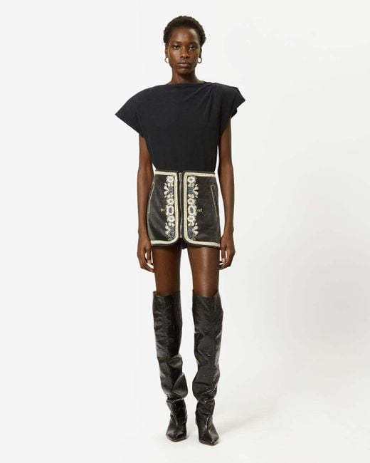 Isabel Marant Black Asymmetric Short-Sleeved T-Shirt