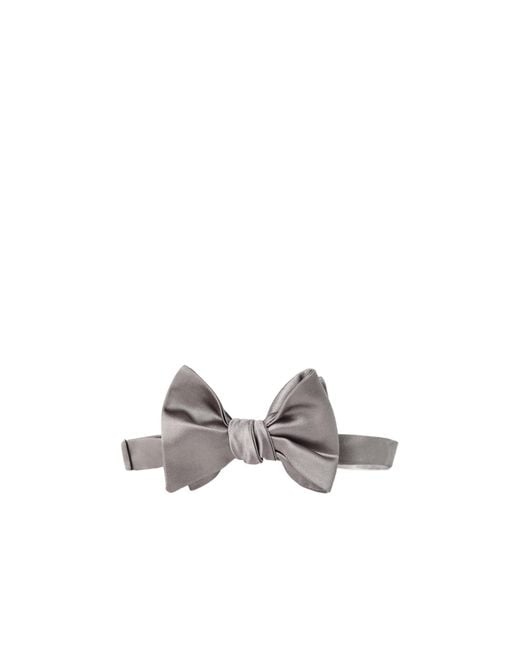 Brunello Cucinelli White Satin-Finish Bow Tie for men