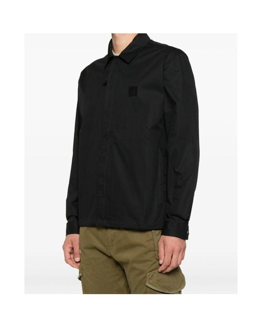 C P Company Black Zip-Around Overshirt for men