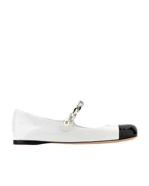 Miu Miu Women's White Two-Tone Leather Ballerina Shoes