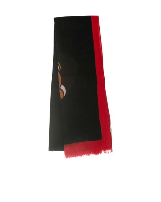 Moschino Red Teddy Bear Print Scarf for men