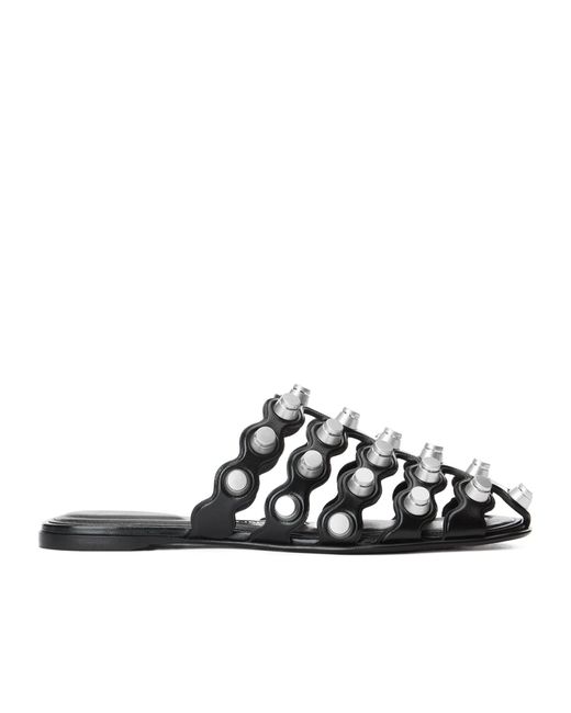 RHODES STUDDED REXA CAGE SLIDE IN BLACK LAMBSKIN