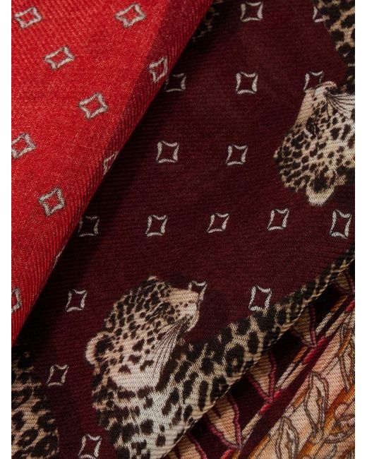 Ferragamo Red Madras Print Cashmere Stole