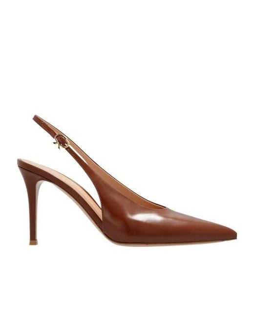 Gianvito Rossi Brown Robbie Pointed Toe Slingback Pumps