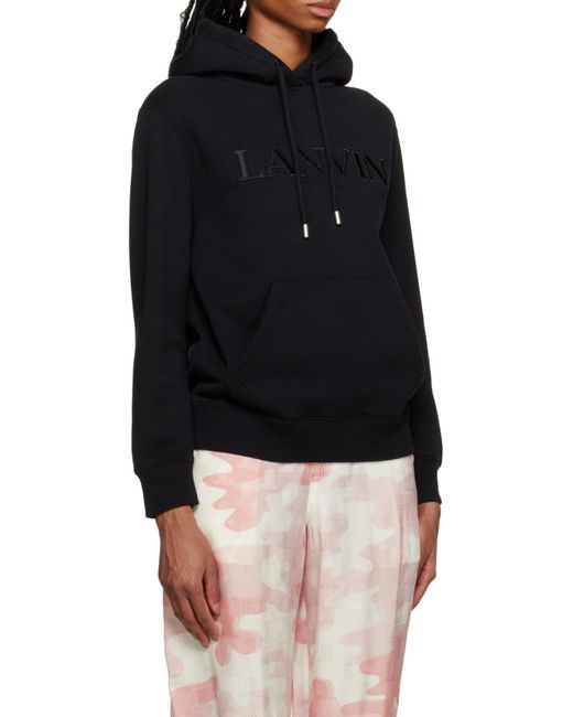 Lanvin Black Logo-Print Drawstring Hoodie