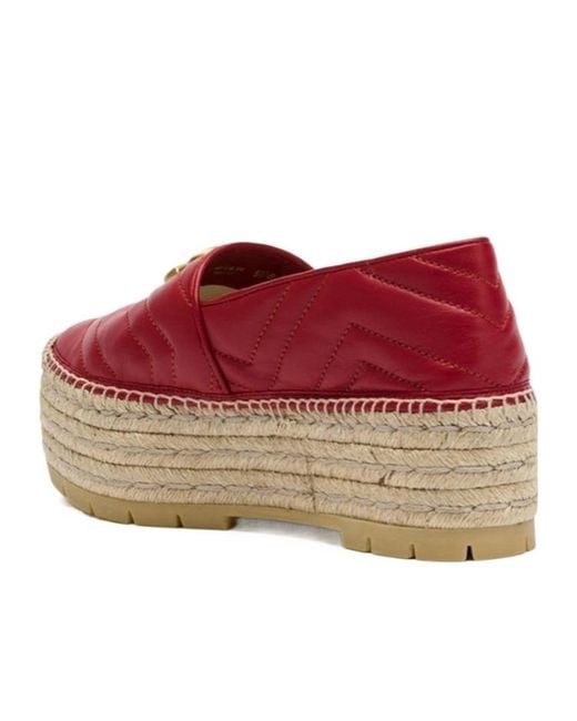 Gucci Red Gg Espadrille Platform Shoes