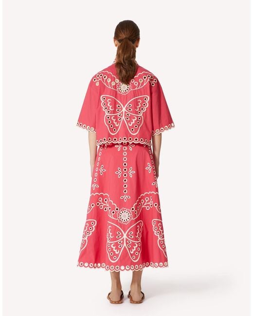 RED Valentino Pink Sangallo Embroidered Detail Skirt