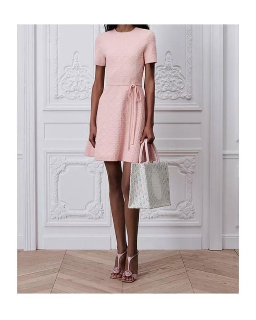 Dior Pink Short Flared Cannage Dress