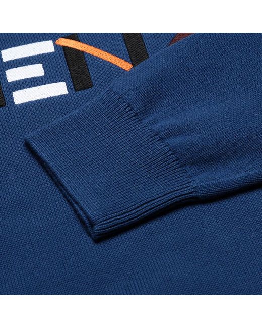 KENZO Blue Logo-Lettering Jumper for men