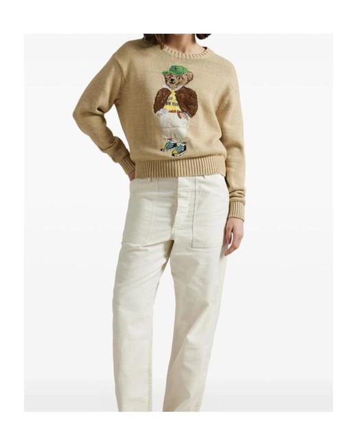 Polo Ralph Lauren White Polo Bear Intarsia-Knit Crewneck Jumper