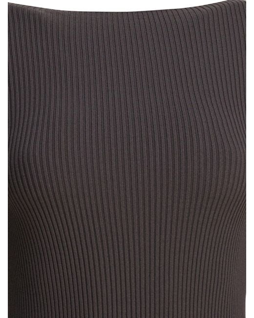 Rick Owens Gray Ribbed Open-Back Midi Dress
