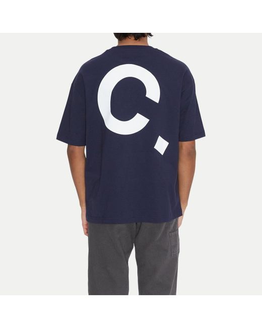 A.P.C. Blue Logo-Printed Cotton T-Shirt for men