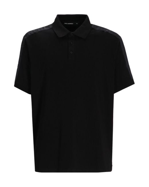 Karl Lagerfeld Black Short-Sleeved Polo Shirt for men