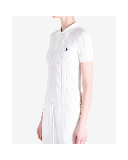 Polo Ralph Lauren White Cable-Knit Polo Shirt