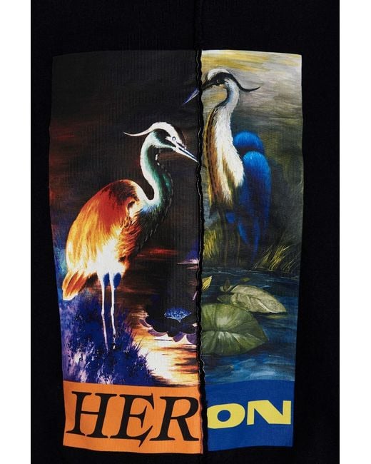 Heron Preston Blue Graphic-Print Patchwork Sweatshirt for men
