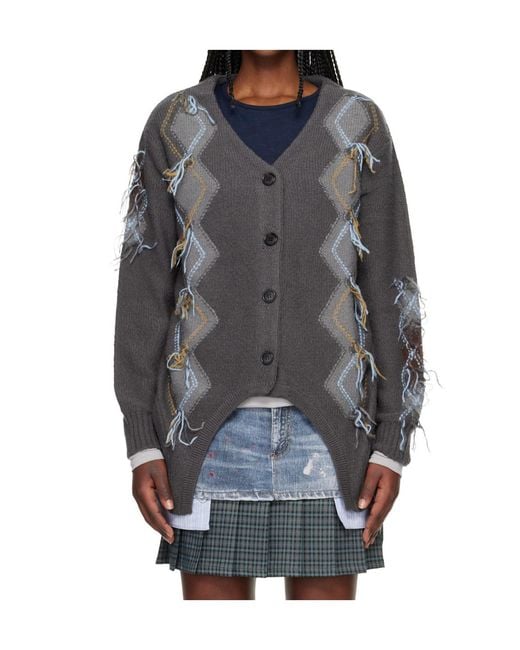 ANDERSSON BELL Gray Diamond Pattern Cardigan