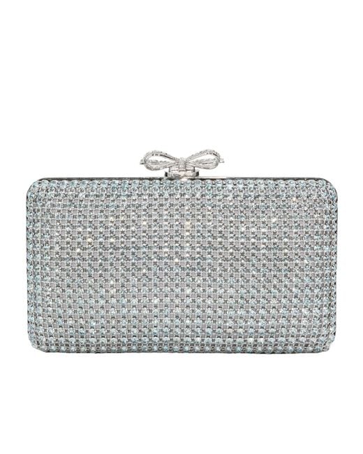 Self-Portrait Gray Crystal-Embellished Clutch Bag